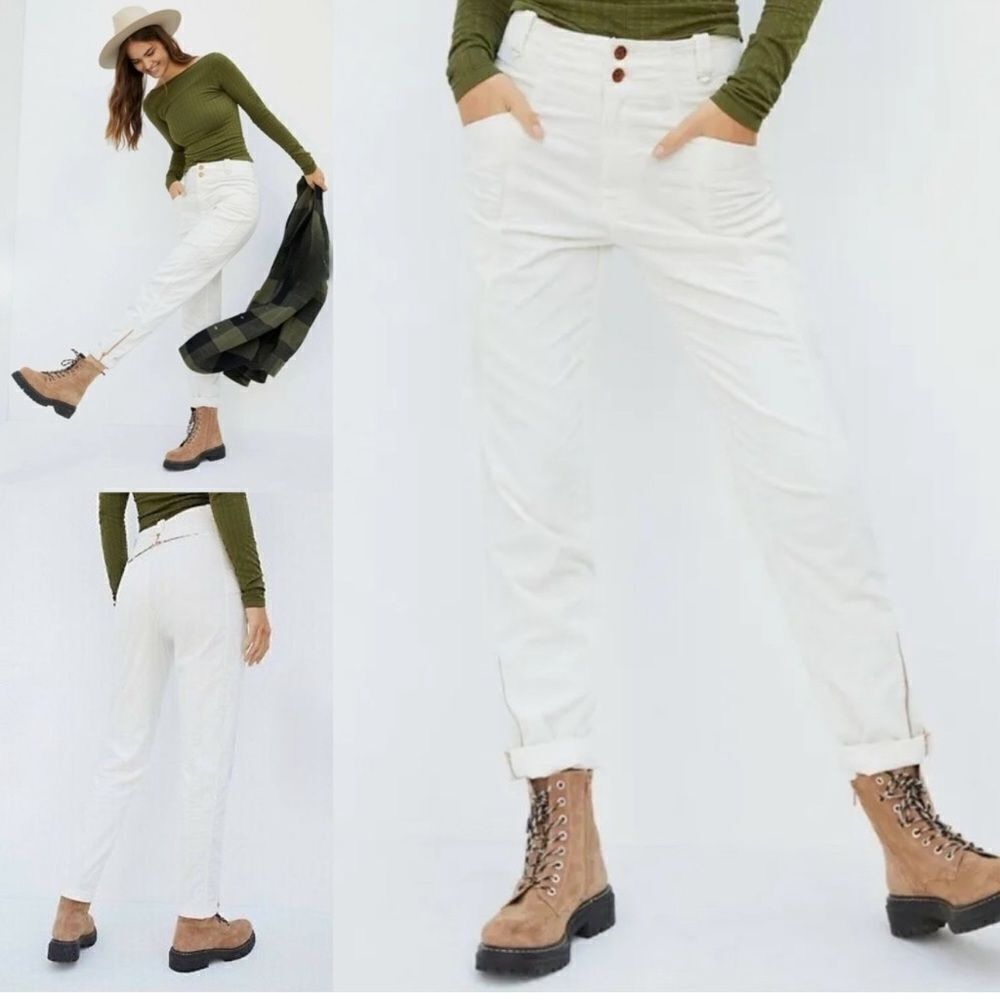 (BOGO FREE) Anthropologie Pilcro Cream Corduroy Zipper Pants Sz 32